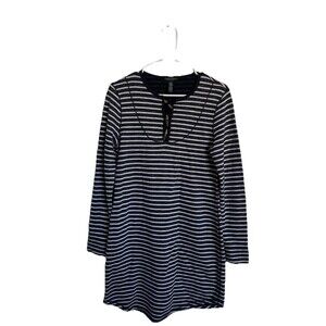 Lauren Ralph Lauren Navy & White Stripe Shift Dress Sz M Nautical  French Terry